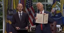 "We love Jackie" - Saturday Night Live star James Austin Johnson's President Trump parody signs a pardon for author J.K. Rowling