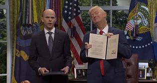 "We love Jackie" - Saturday Night Live star James Austin Johnson's President Trump parody signs a pardon for author J.K. Rowling