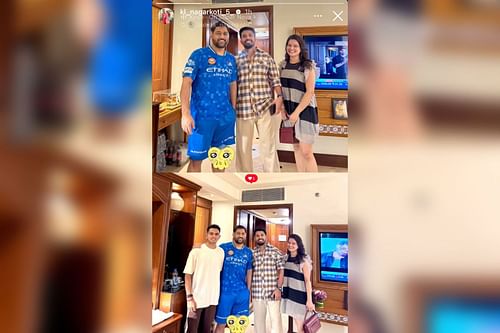 MS Dhoni alongside Kamlesh Nagarkoti and his family (Image via Instagram-@kl_nagarkoti_5_)