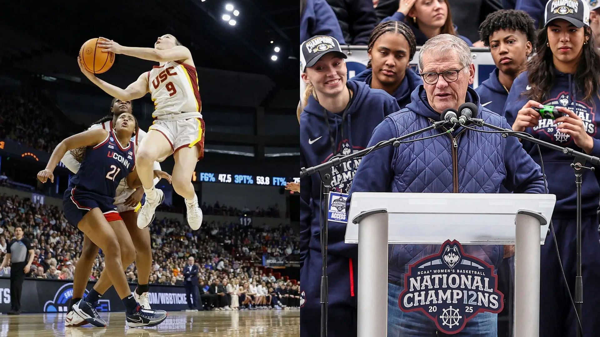 Kayleigh Heckel and the 2024-25 UConn Huskies. - Source: Aika Jenner, Getty &amp; Scott Rausenberger, Imagn