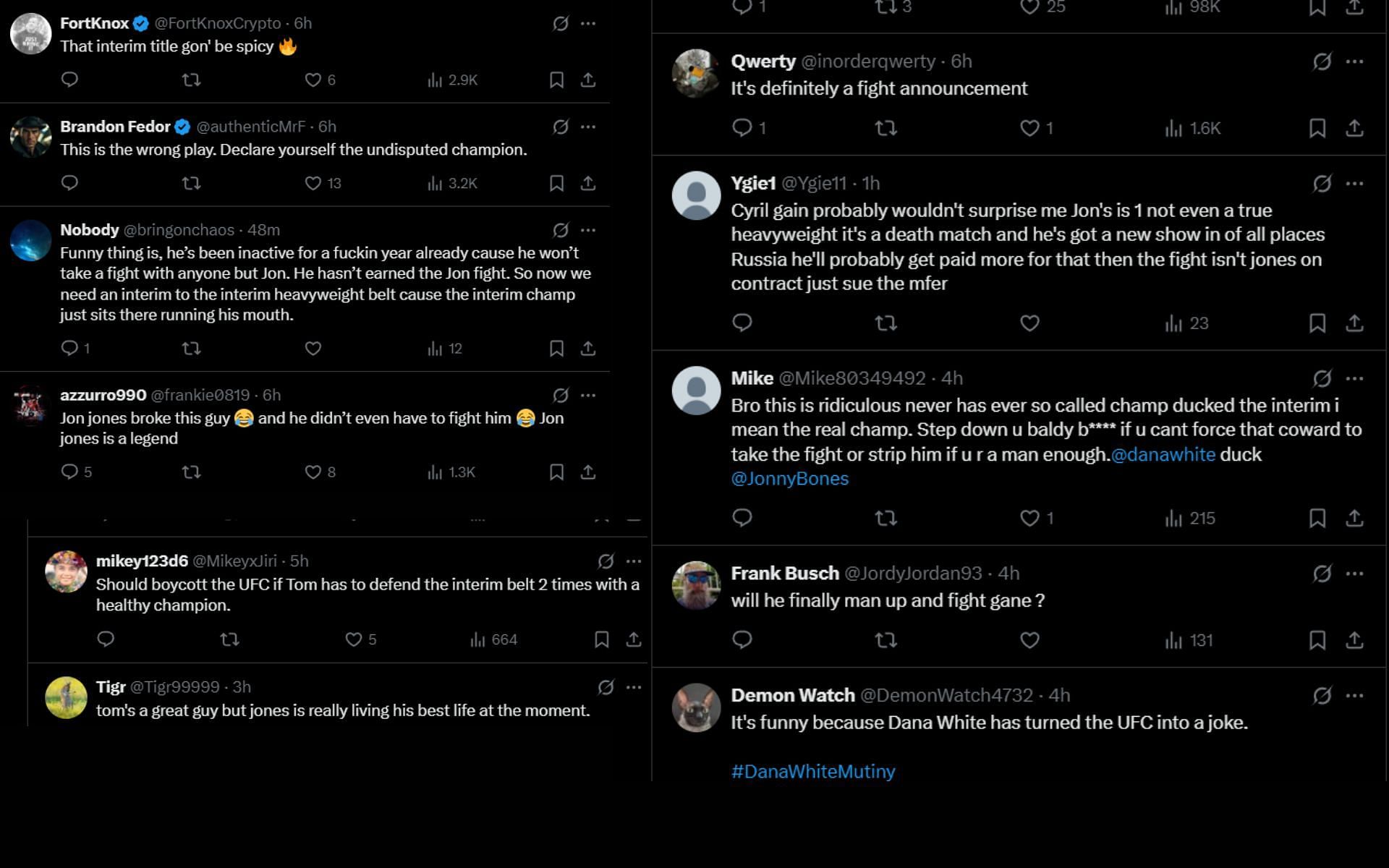 Fans react to Tom Aspinall trolling with a fight announcement. [Screenshots courtesy: @ChampRDS on X]