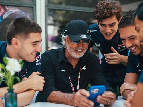 Flavio Briatore with Jack Doohan, Franco Colapinto, Pierre Gasly & Ryo Hirakawa at the Australian GP [image via instagram/briatoreflavio]
