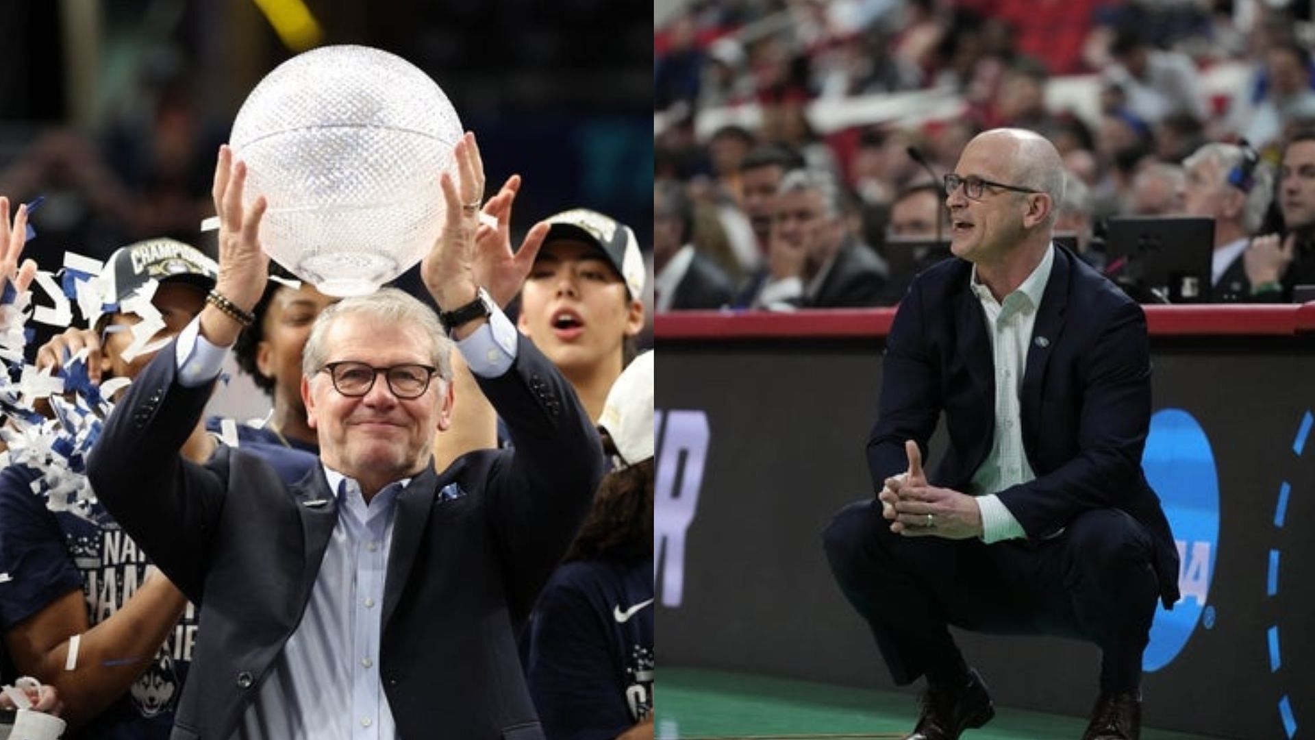 UConn coaches Geno Auriemma and Dan Hurley