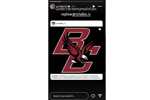 Vikings’ Jonathan Allen experiences proud uncle moment as Rich Allen begins Division I journey at Boston College, Instagram