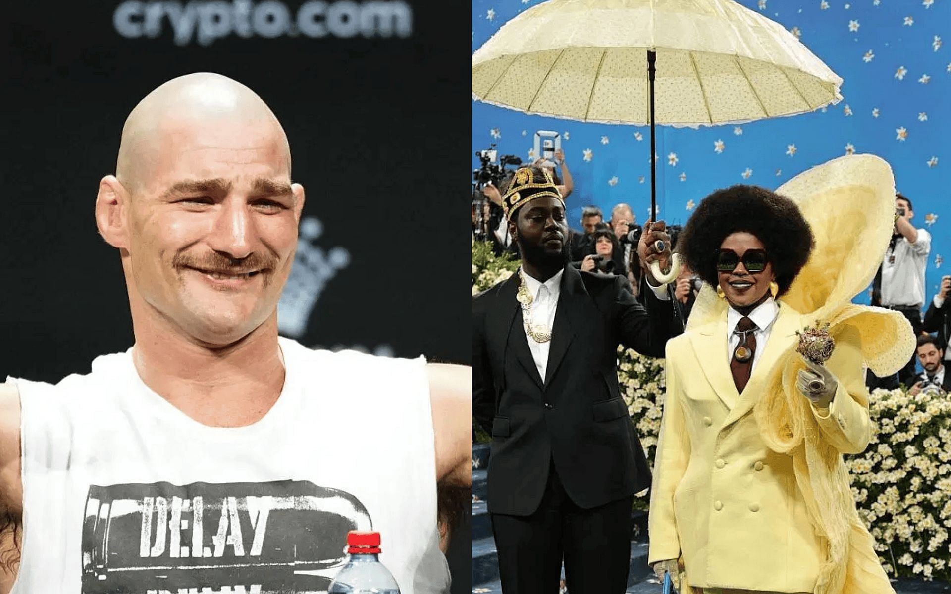 Sean Strickland (left) mocks Met Gala event (right). [Images courtesy: Getty]