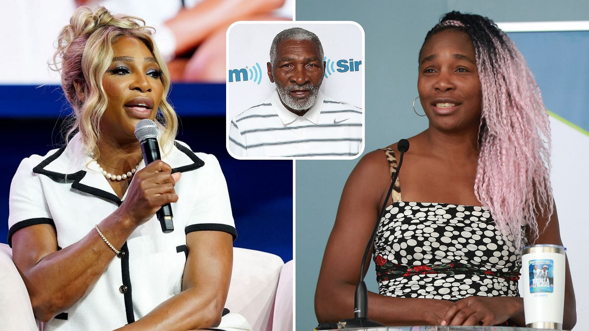 (L) Serena Williams, (R) Venus Williams and (inset) Richard Williams. (Photos: Getty)