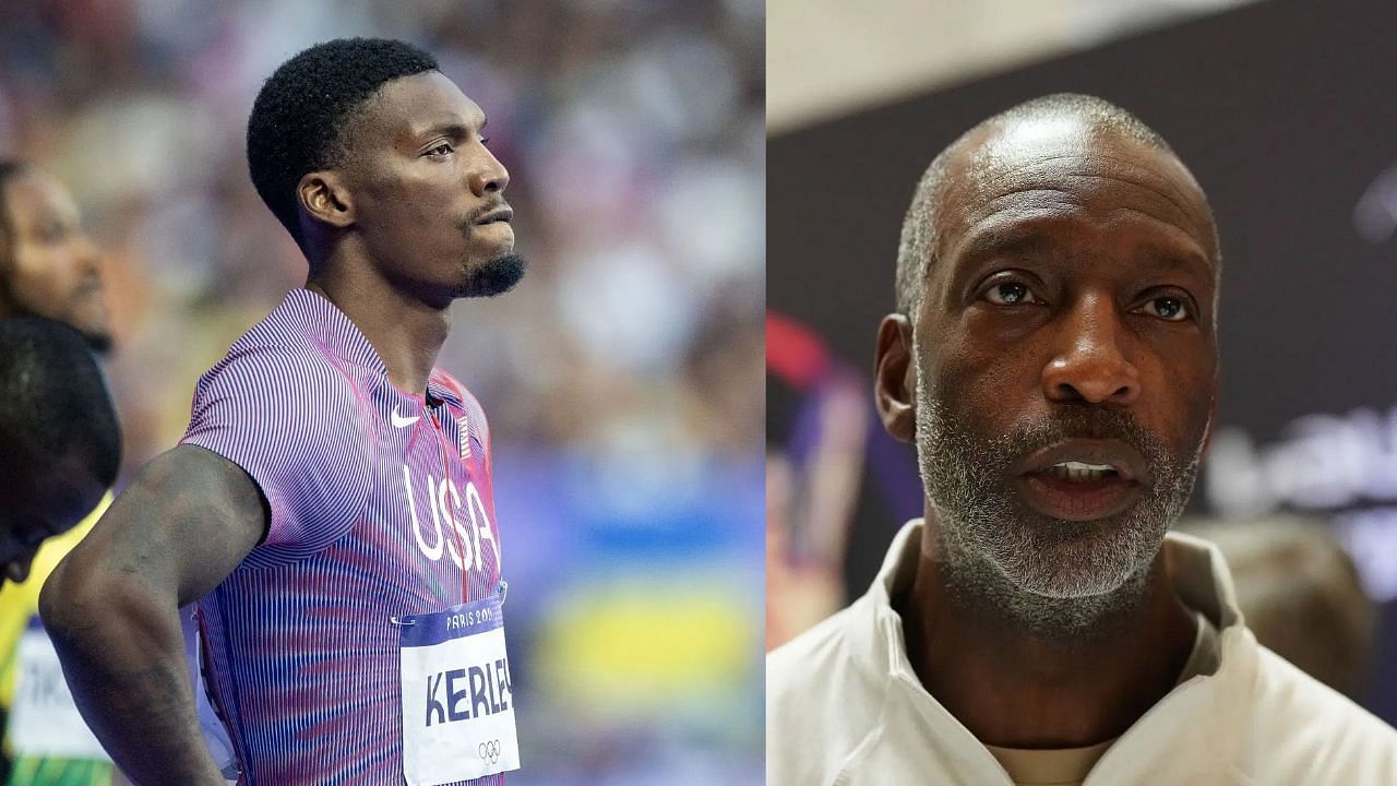 Fred Kerley and Michael Johnson (Image via: Both Getty)