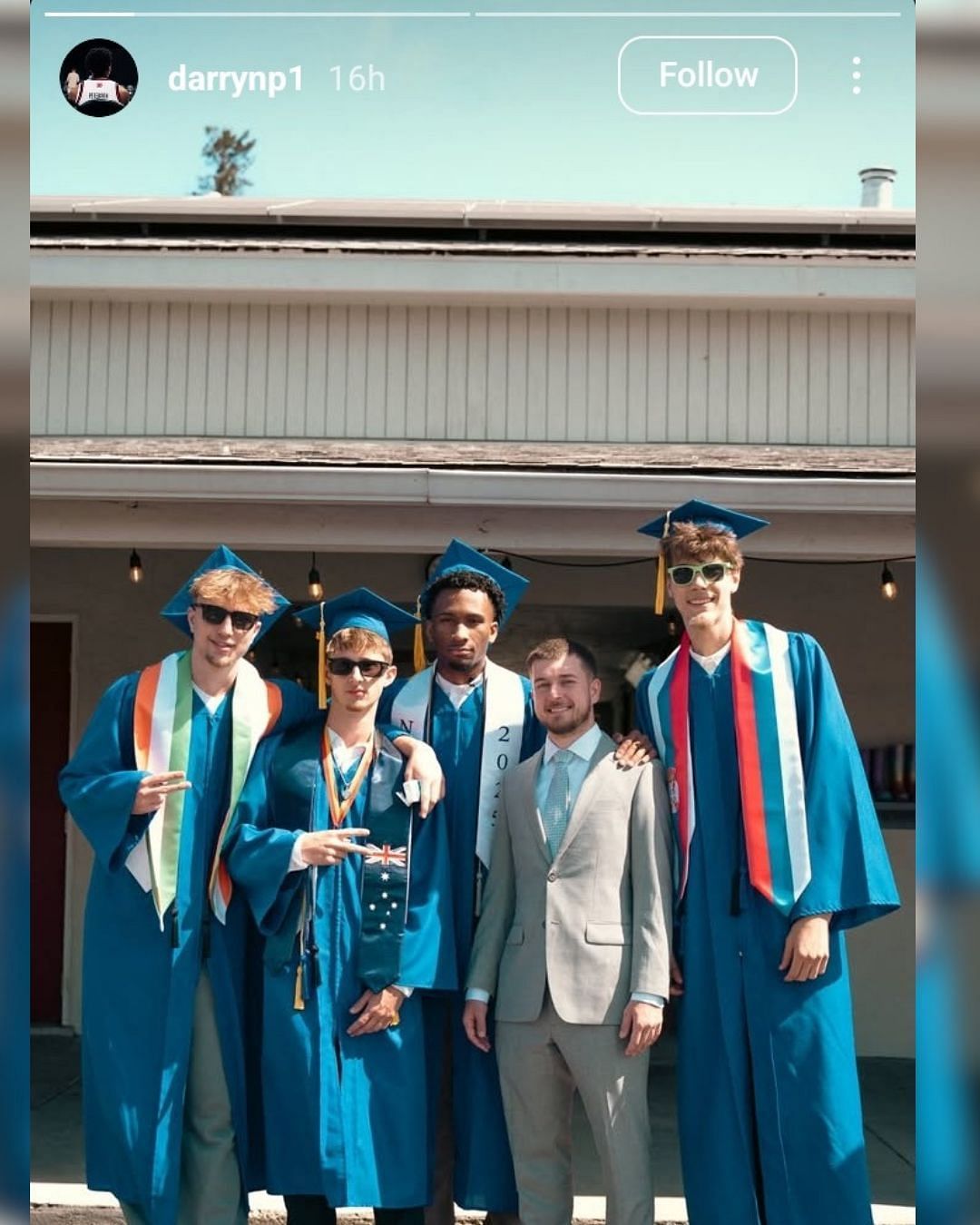 No. 1 Class of 2025 recruit Darryn Peterson shares a suave graduation day photo with Prolific Prep teammate Niko Bundalo and others [PHOTO]. (Image via Instagram @darrynp1)