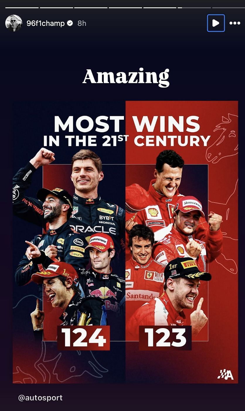 Damon Hill&#039;s IG Story [Image Source: @96f1champ/Instagram]