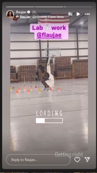 Flau'jae Johnson shares clip of herself doing lane drills on IG story. Image via @flaujae