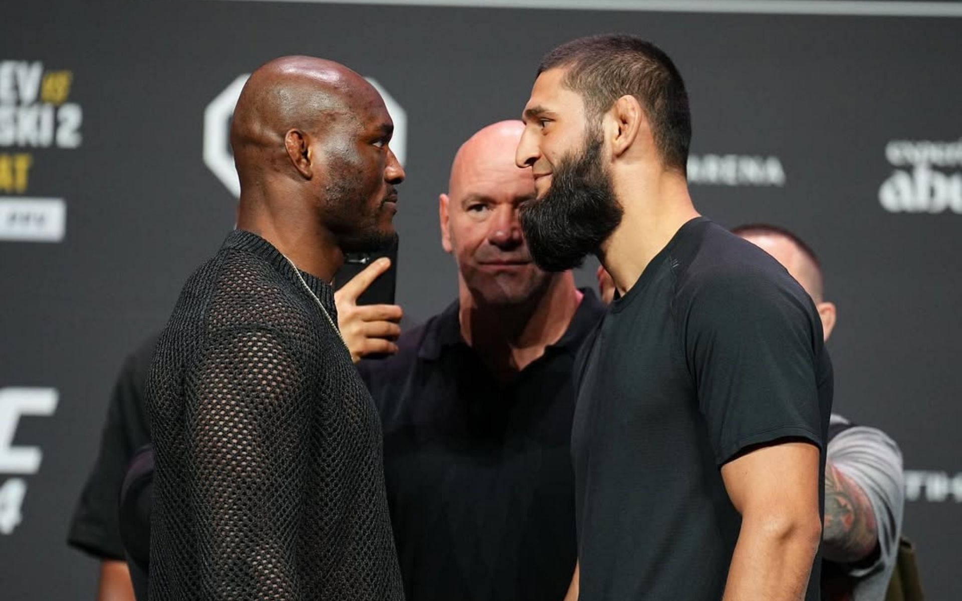  Kamaru Usman (left) talks about the Khamzat Chimaev (right) fight. [Image courtesy: @usman84kg on Instagram]