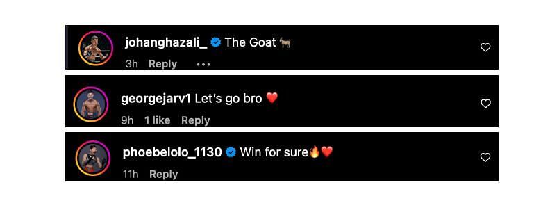 Screenshot of comments. [Nong-O/Instagram]