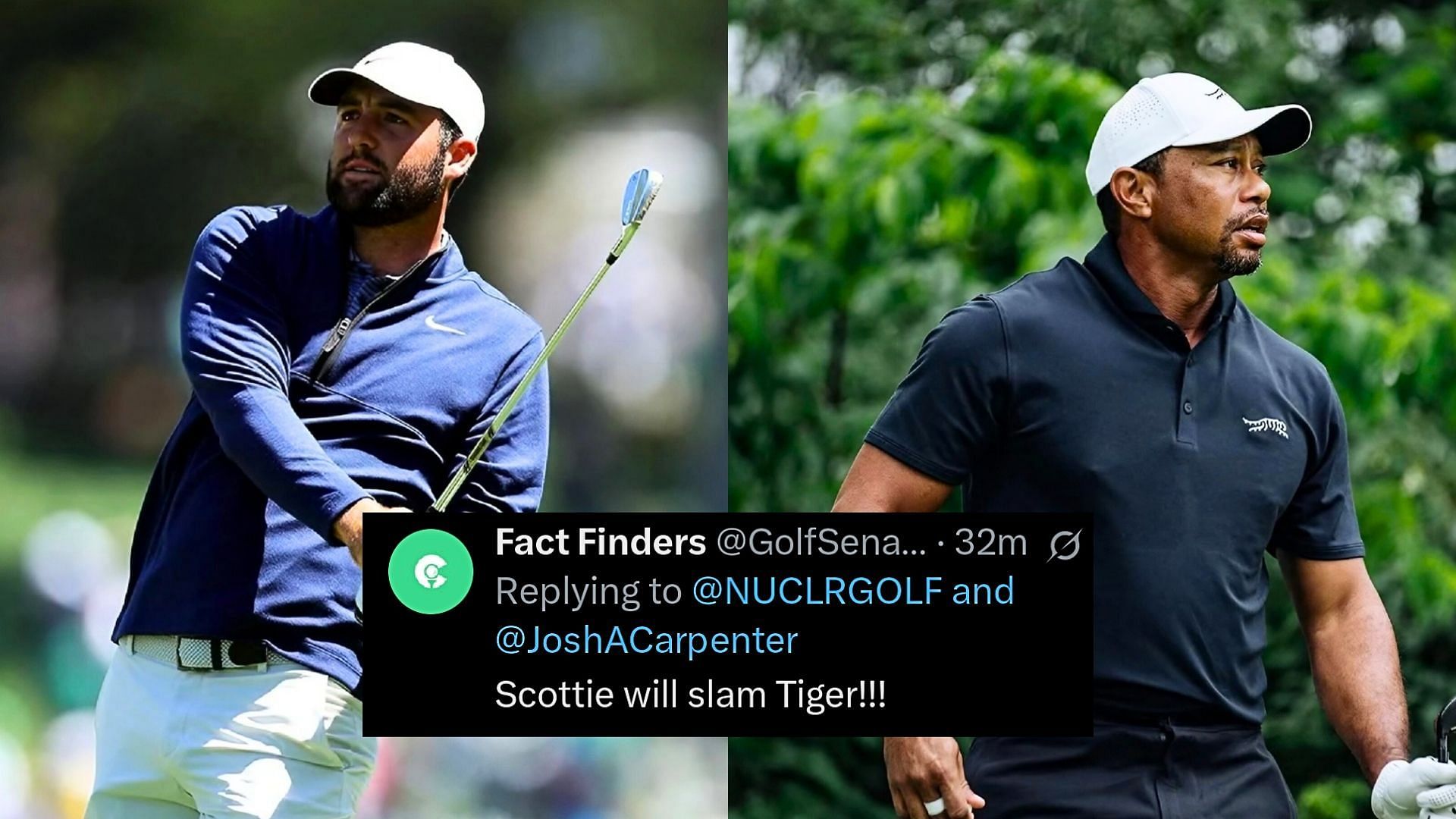 Tiger Woods and Scottie Scheffler/@sundayred and @scottie_scheffler on IG