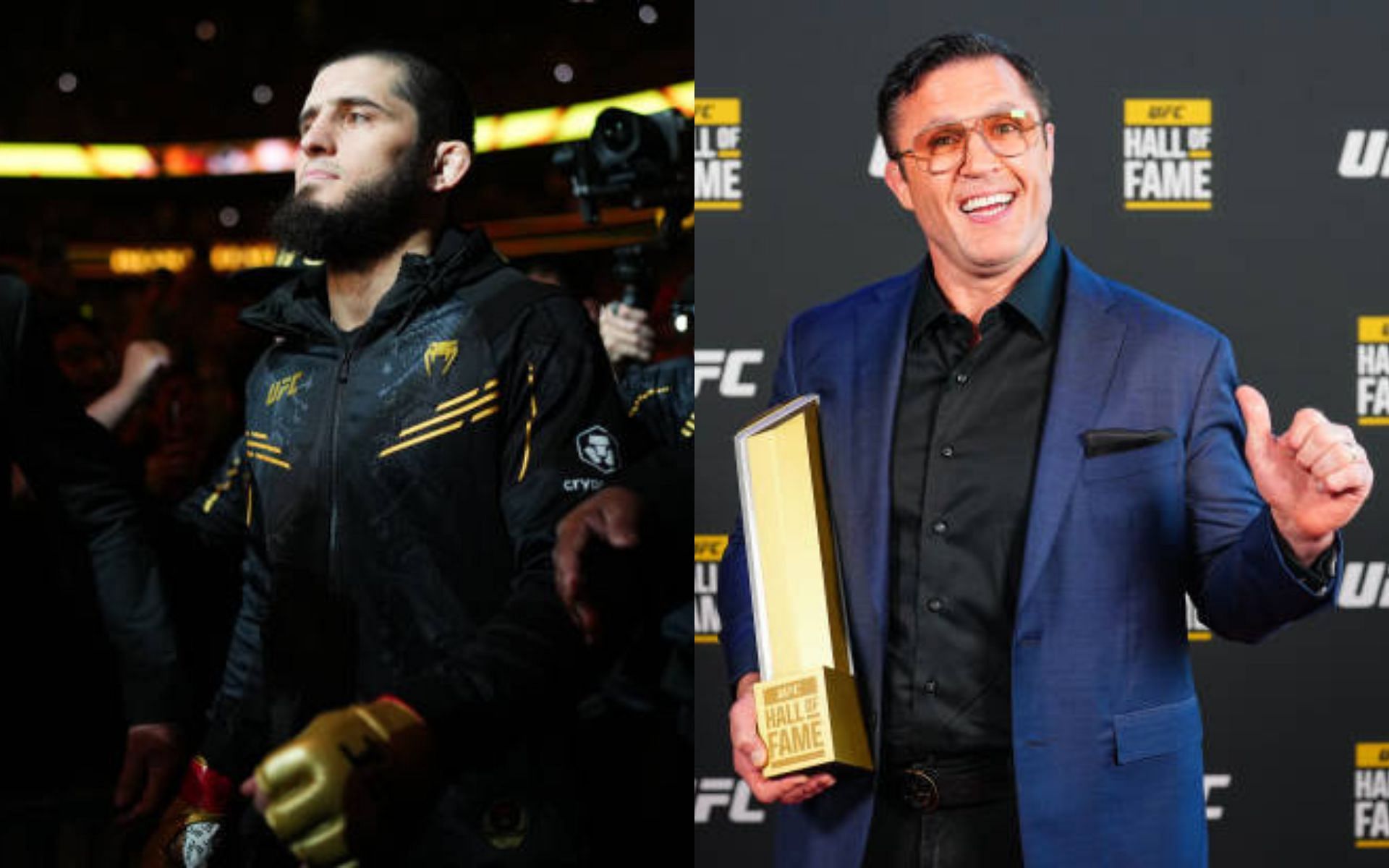 Islam Makhachev (left) takes aim at Chael Sonnen (right) [Image credits: Getty Images]