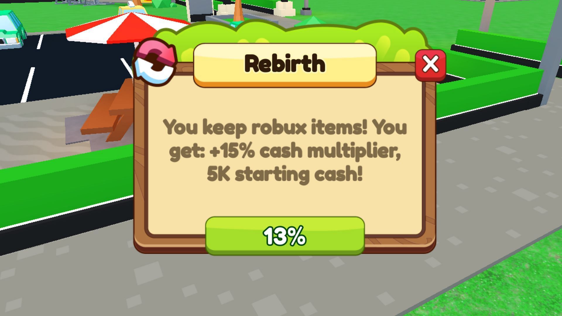 The Rebirth feature in the game (Image via Roblox)