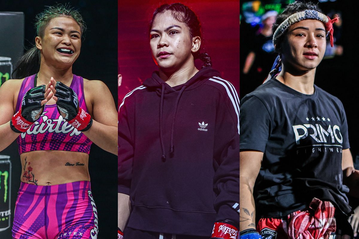 (From left to right) Stamp Fairtex, Denice Zamboanga, Allycia Hellen Rodrigues [Photo via ONE Championship]