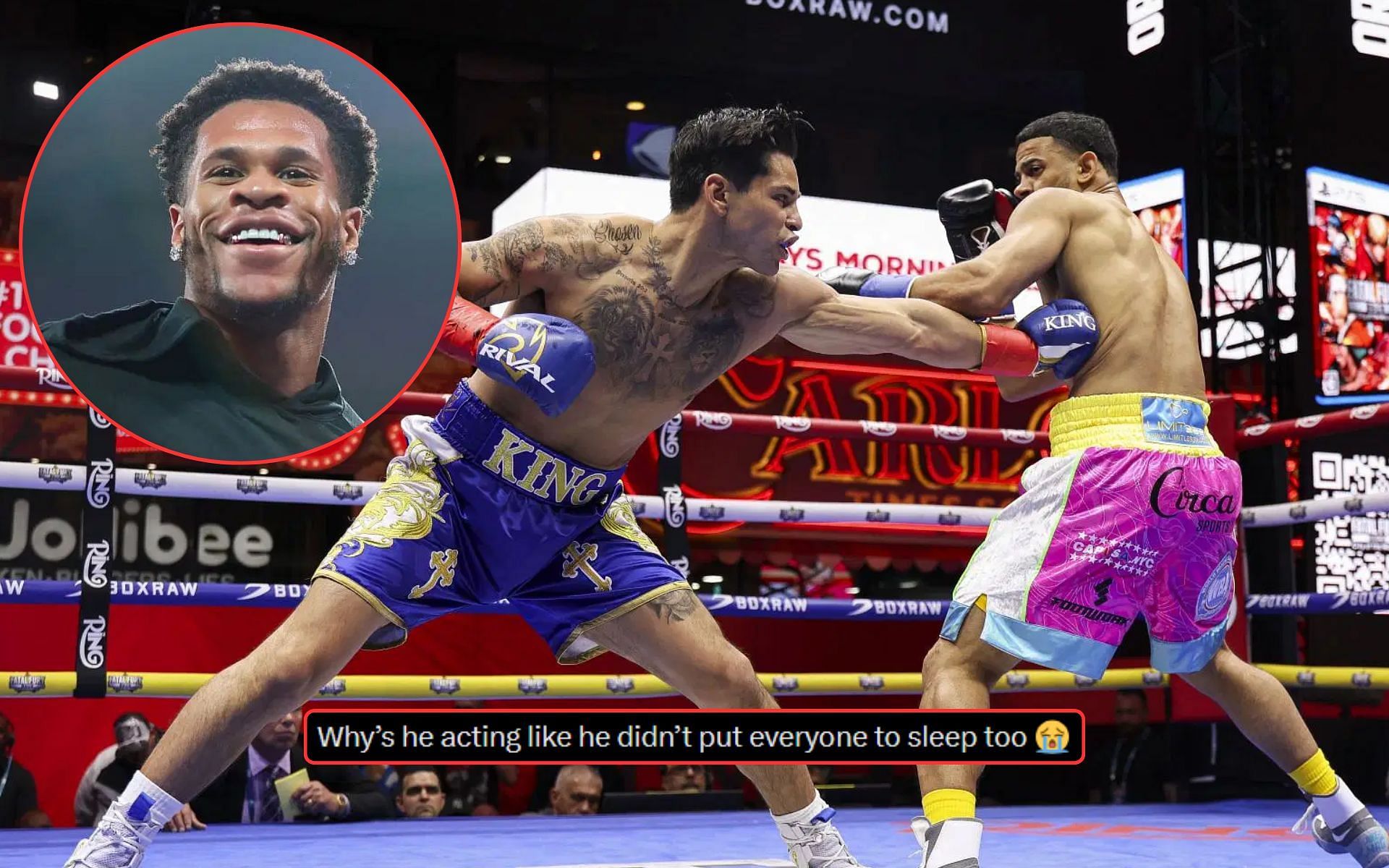 Devin Haney ridicules Ryan Garcia following disappointing fight with Rolando Romero.
