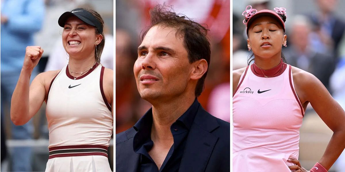 Paula Badosa (left), Rafael Nadal (center), Naomi Osaka (right), Sources: Getty