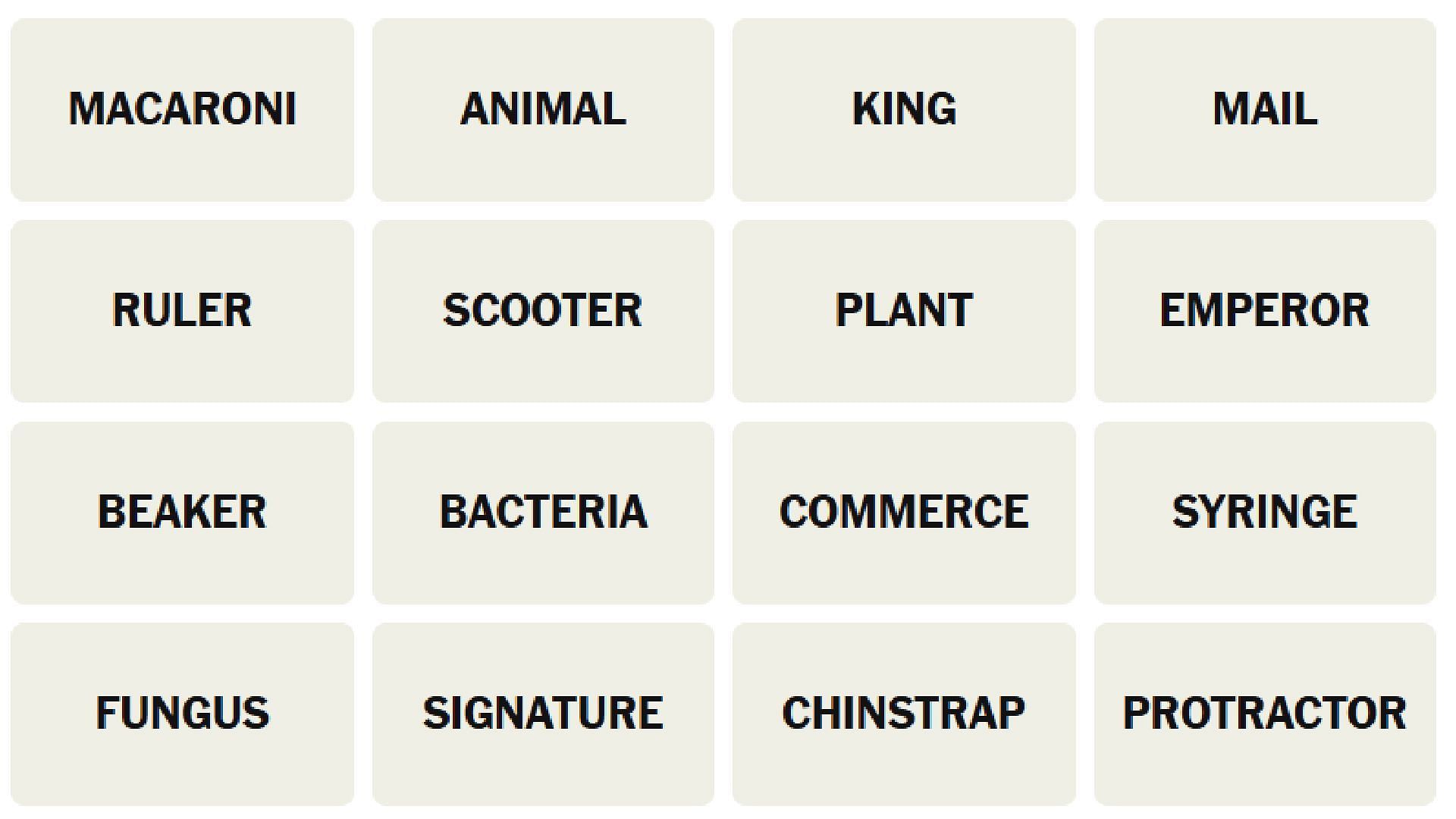 All NYT Connections words for today (Image via the New York Times)
