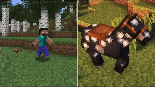 Crafting a saddle early in the game will encourage new players to explore more (Image via Sportskeeda Gaming || Mojang Studios)