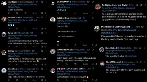 Fan comments [Screenshots courtesy: @RedCorner_MMA on X]