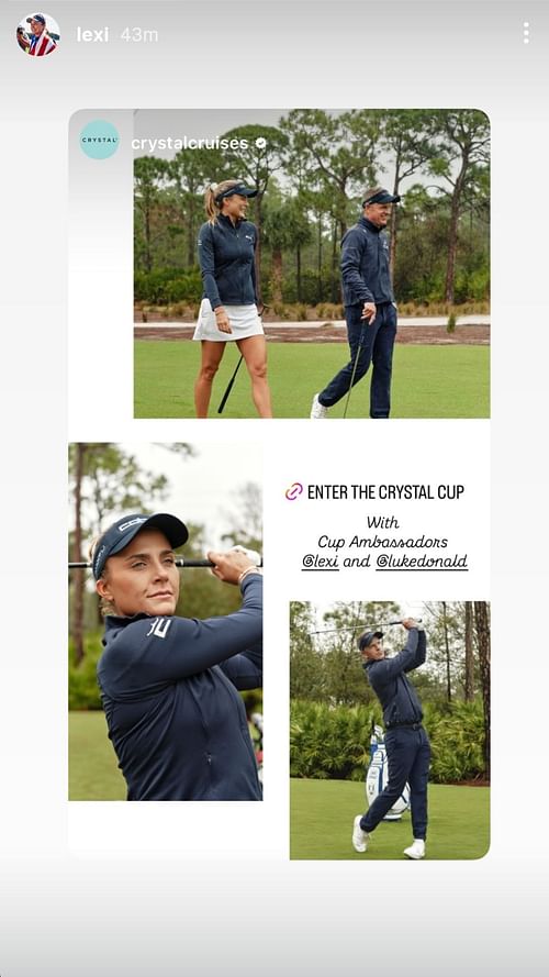 Lexi Thompson's story - Source- via Instagram @lexi @crystalcruises