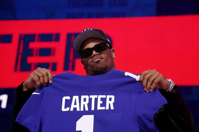 Abdul Carter makes feelings known on meeting $65,000,000-worth Giants icon at rookie minicamp