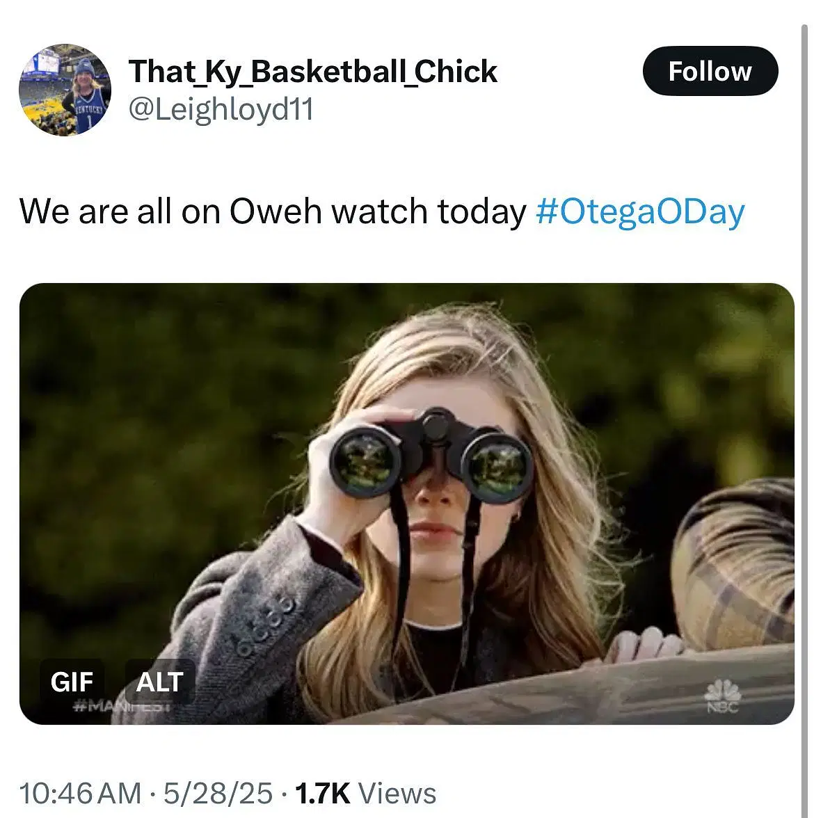 An X user jokes about watching for Oweh&rsquo;s decision