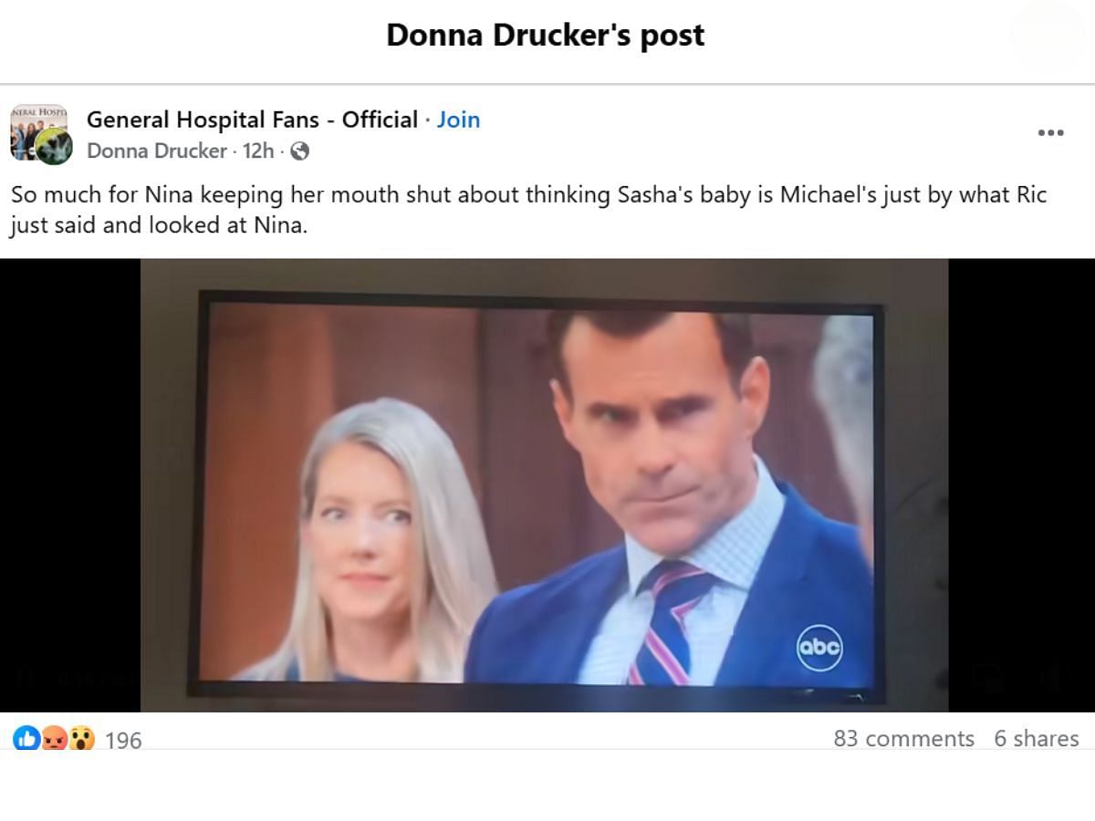 The Original Post by the fan (Image via Facebook/@Donna Drucker)