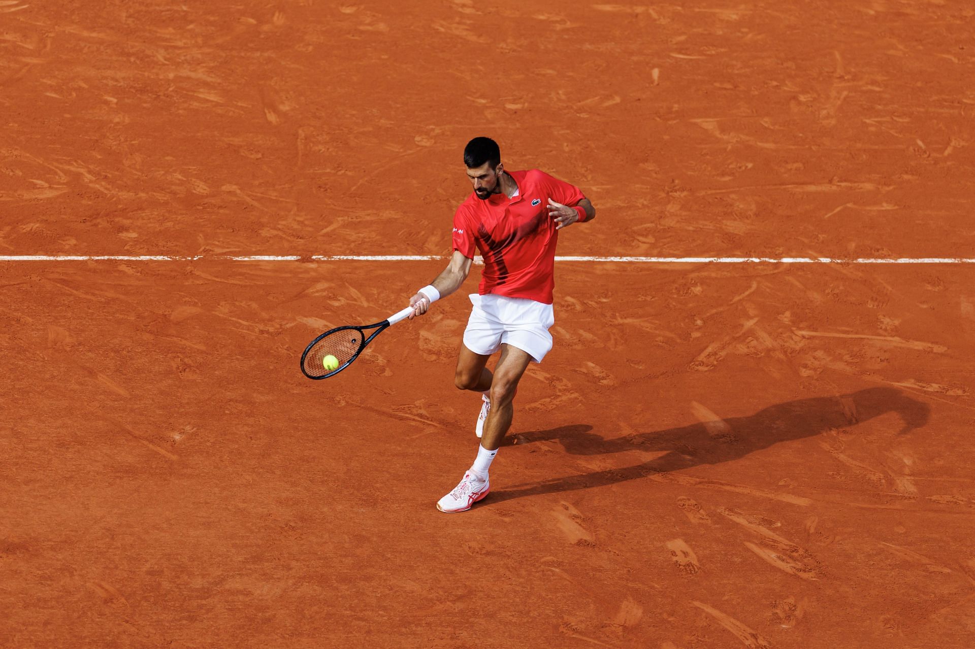 Djokovic in action at the 2025 French Open - Day Nine - Source: Getty