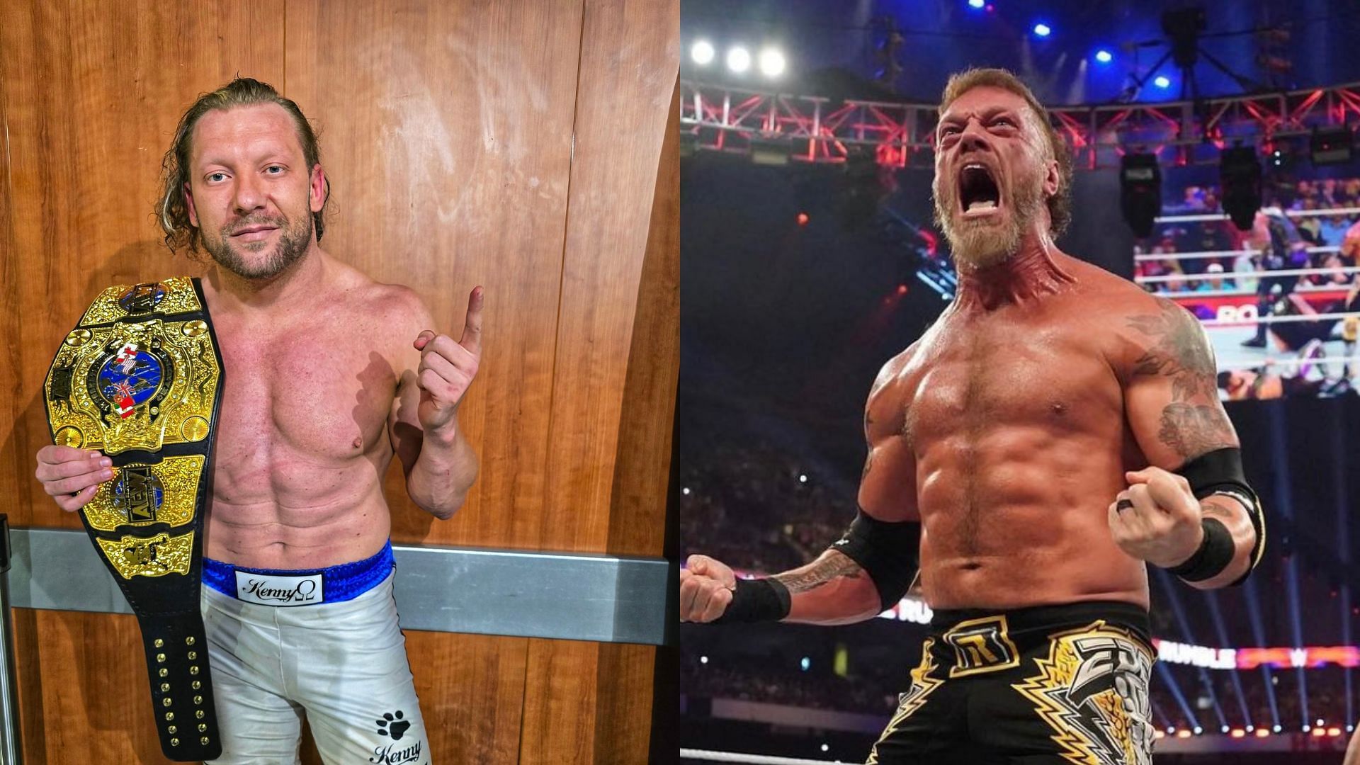 AEW stars Kenny Omega (left) and Adam Copeland (right). (Image credits: Kenny Omega &amp; Adam Copeland