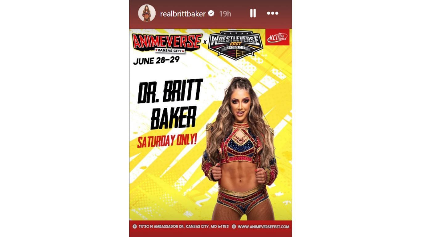 Britt Baker shared the news on Instagram [ Image Credit: Screenshot of Baker&#039;s IG story ]