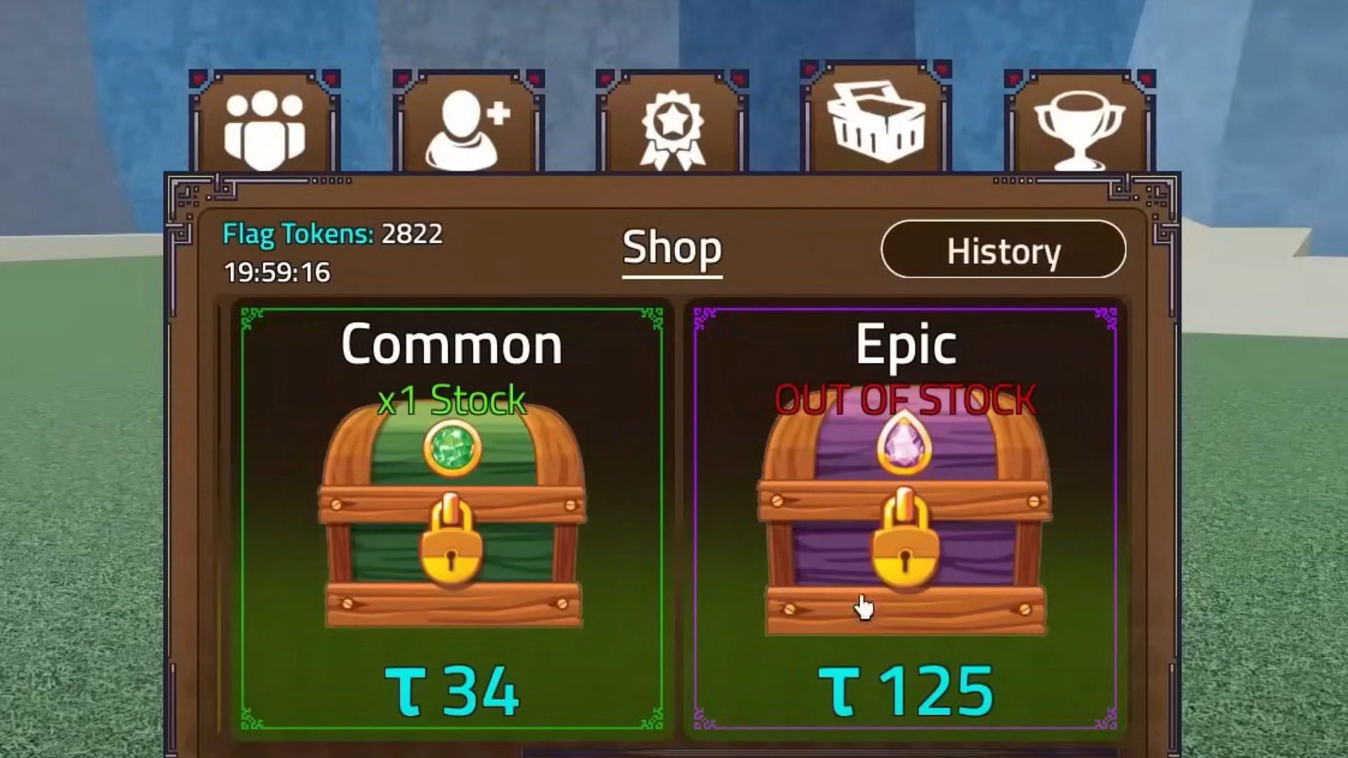 The different treasure chests in the Crew Shop (Image via Roblox)