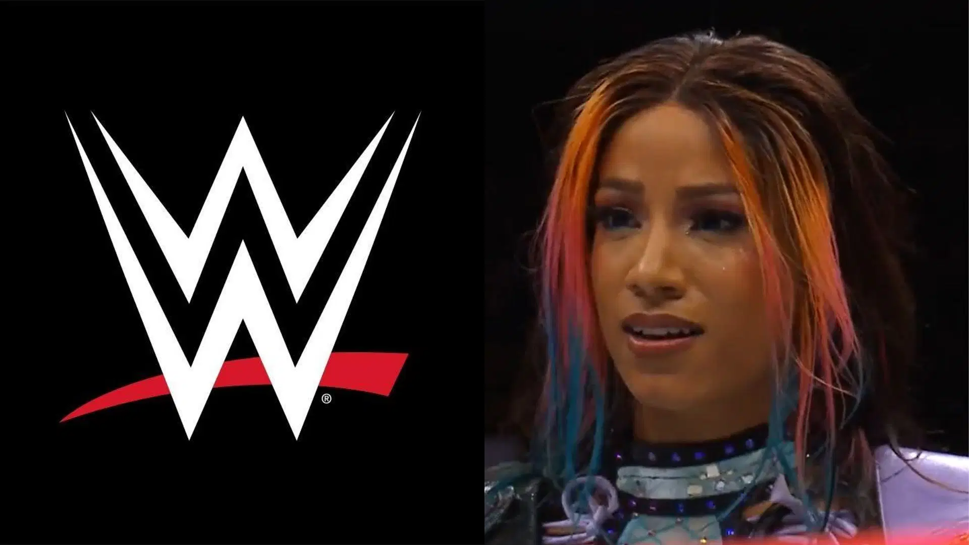 WWE logo (left) and Mercedes Mone (right). (Image credits: WWE Facebook page &amp; AEW Twitter page)