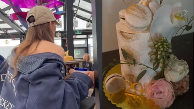 Leon Draisaitl and his mom Sandra gift his fiancee Celeste beautiful flowers on her 29th birthday