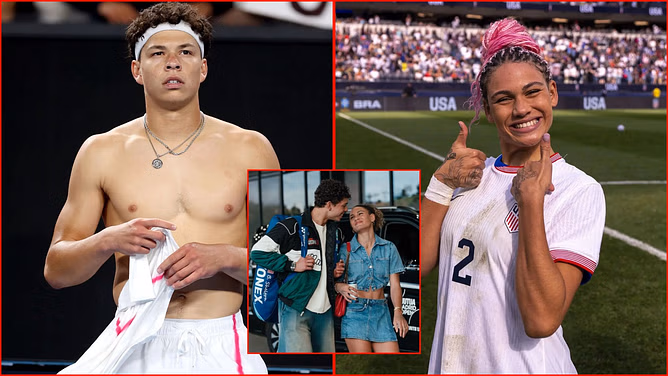 WATCH: Shirtless Ben Shelton impresses girlfriend Trinity Rodman with his soccer skills at Mallorca Championships 2025