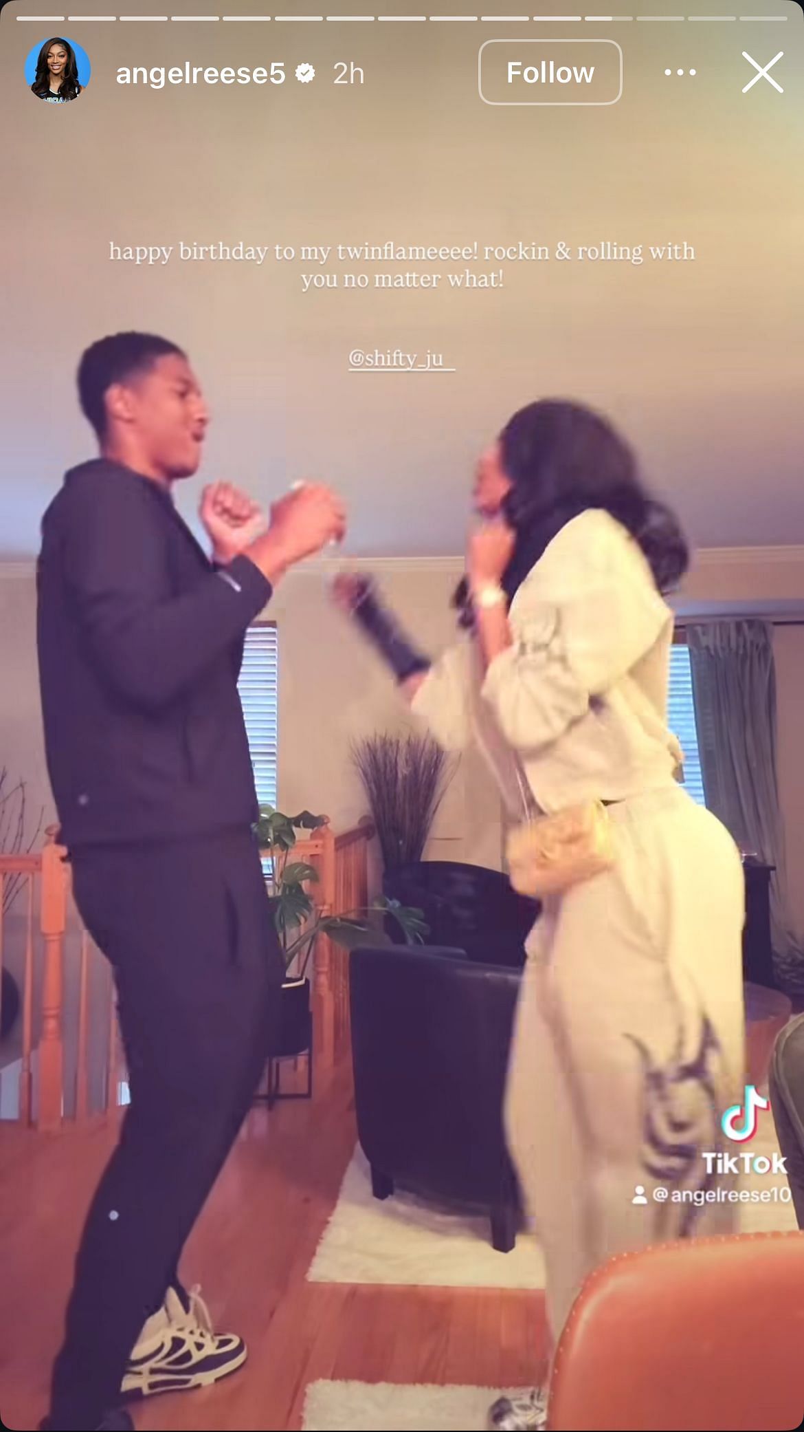 Angel Reese dancing with her brother Julian Reese - Image via IG/@angelreese5
