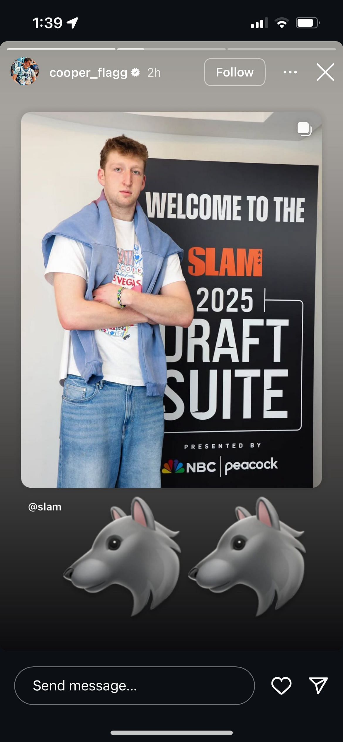 Cooper Flagg shares a photo of fellow NBA prospect Danny Wolf