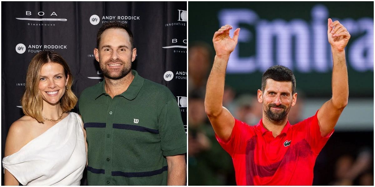 Andy Roddick, Brooklyn Decker and Novak Djokovic