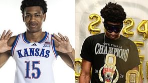 Hunter Dickinson, Eli Ellis and more react as Bryson Tiller poses in Kansas jersey ahead of the new season