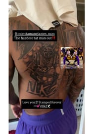 Instagram story showing Caden Durham's tattoo honoring Kyren Lacy (via @thecadendurham/IG)