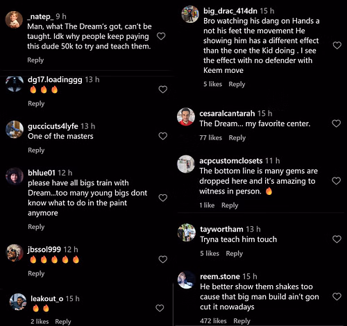 Comments from Slam's IG post