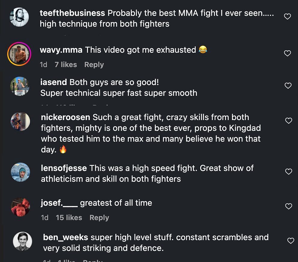 Fans&#039; comments on the video. [Photo from ONE Championship&#039;s Instagram page]