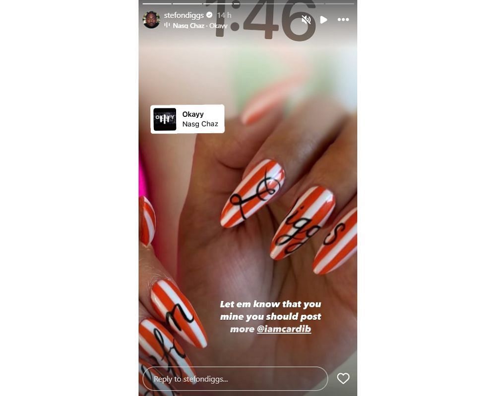 Stefon Diggs wants GF Cardi B to flaunt their relationship as rapper rocks Patriots WR-inspired manicure [IF/@stefondiggs]