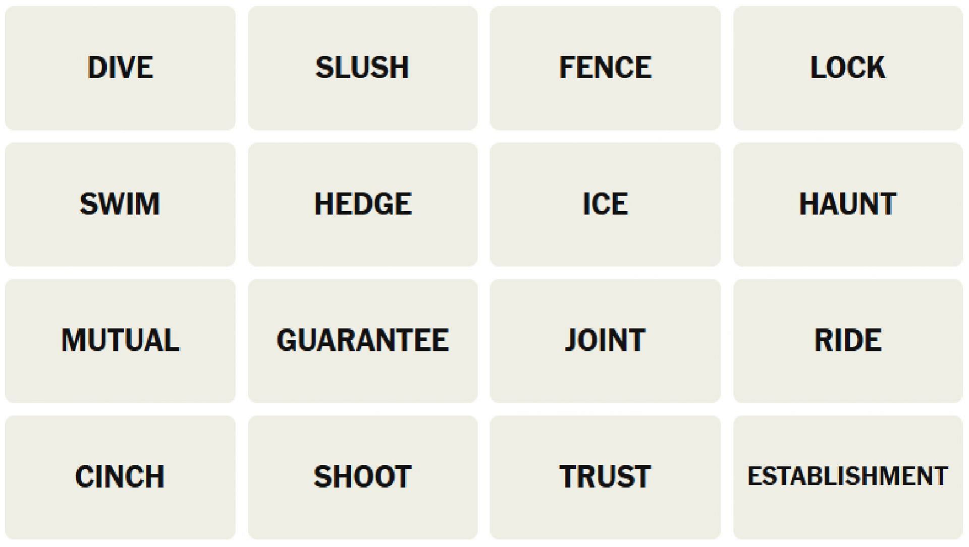 All NYT Connections words for today (Image via The New York Times)