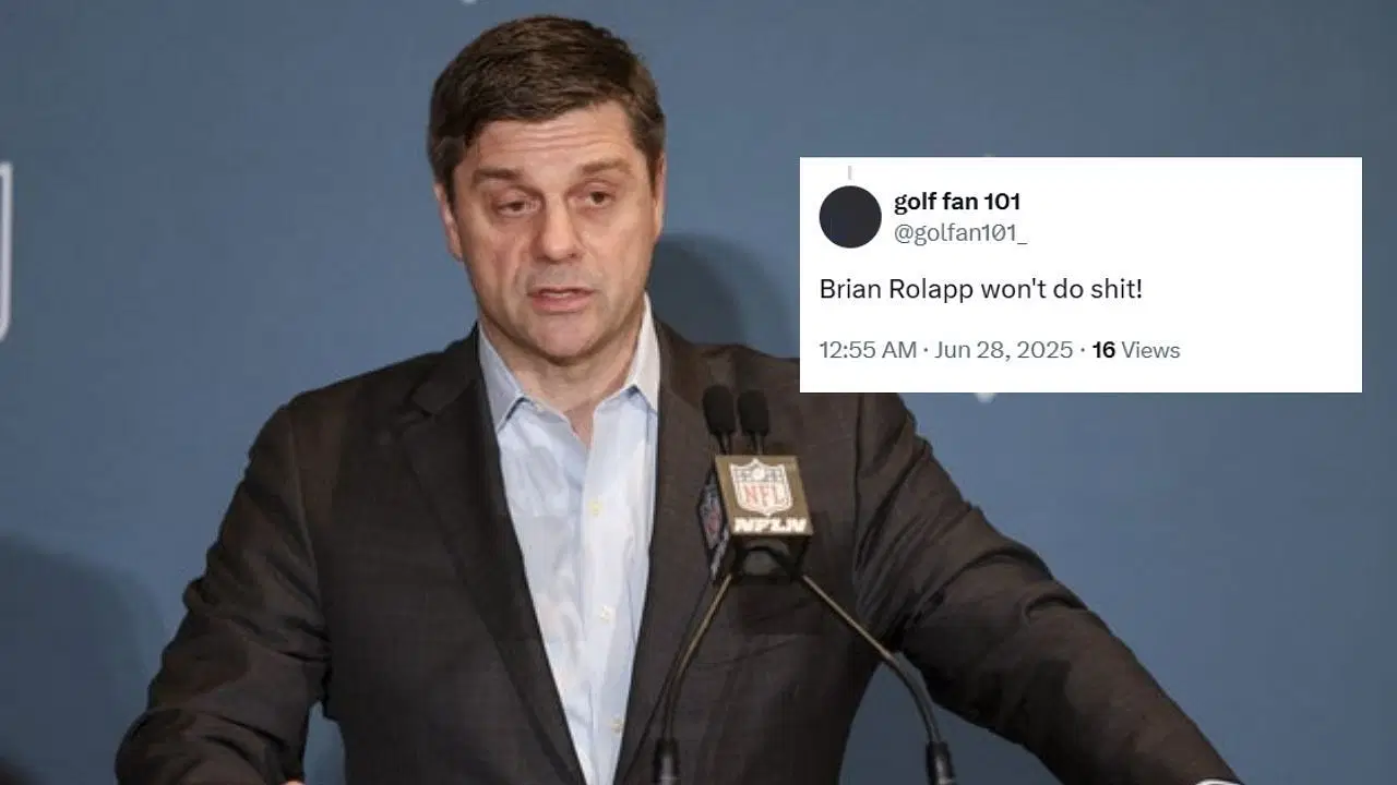 PGA Tour CEO Brian Rolapp and @golfan101_ comment (Image via Imagn and @golfan101_ on X)