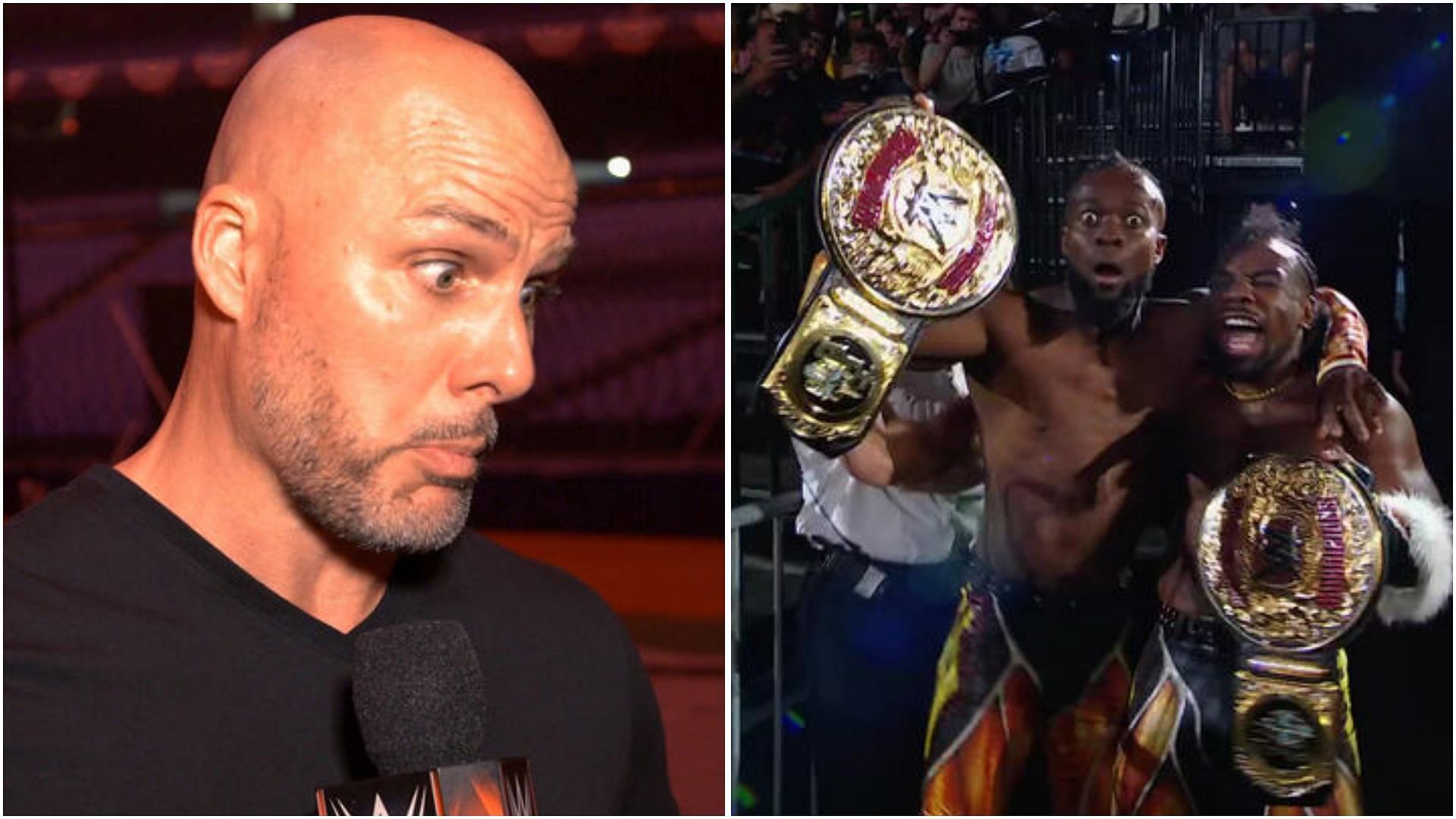 Adam Pearce and The New Day. (Photos: WWE.com)