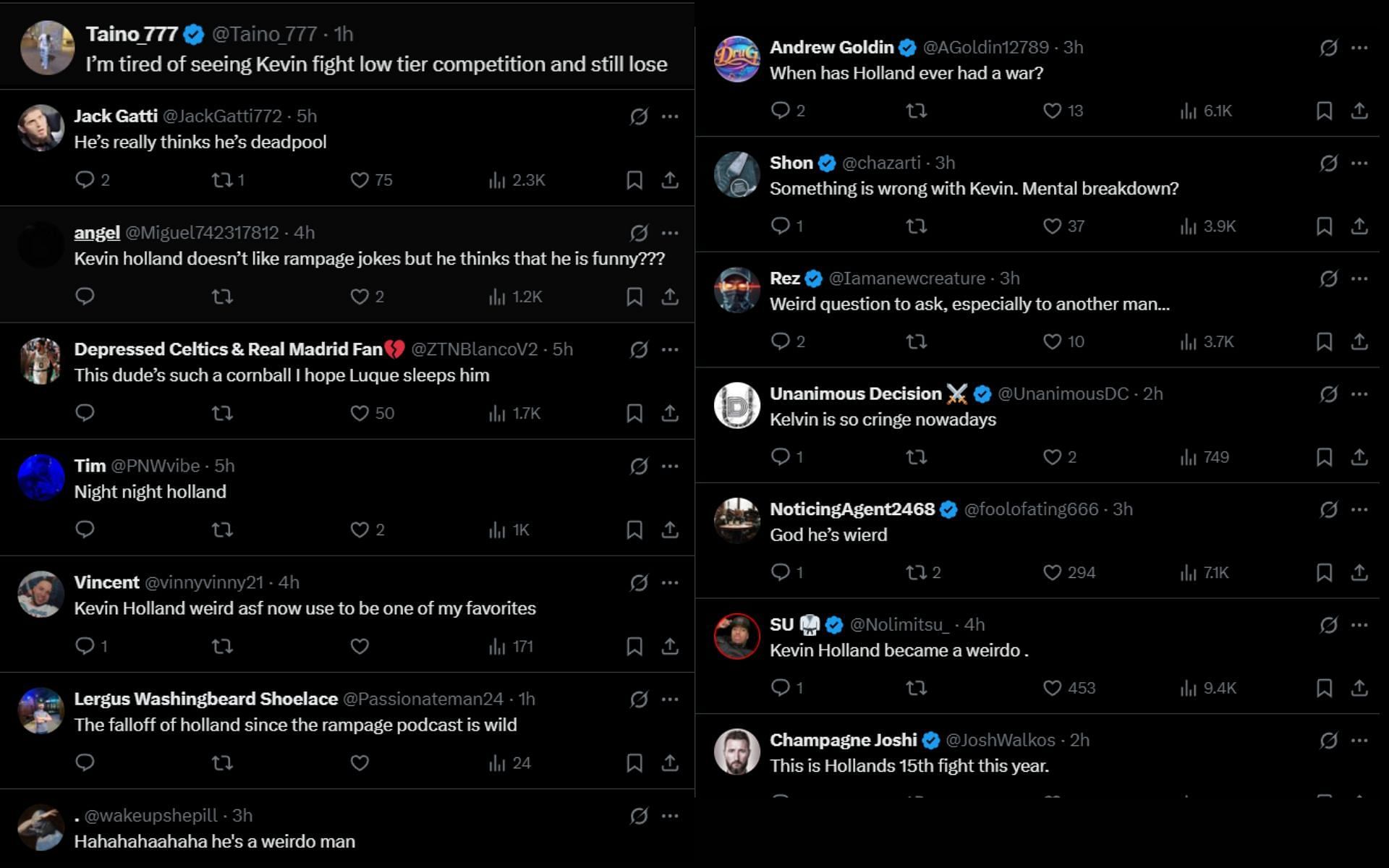 Fans react to Kevin Holland&#039;s NSFW comments during faceoff with Vicente Luque. [Screenshots courtesy: @ChampRDS on X]