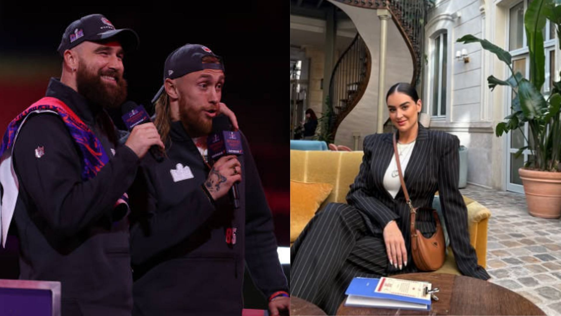 Travis Kelce and George Kittle have once again reunited for Tight End U and Claire Kittle shared her feelings about it. (Photos via Getty Images/ Claire Kittle