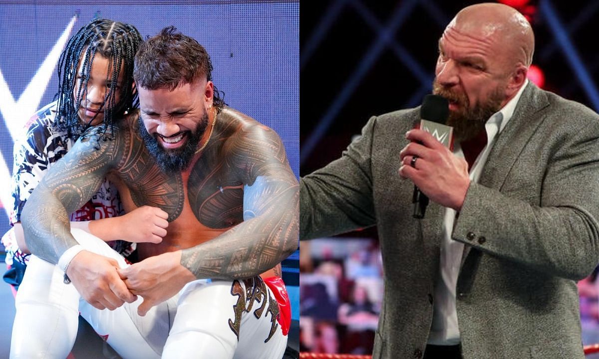 WWE superstar, Jey Uso (L) and WWE CCO Triple H. [Photo credit: WWE.com]